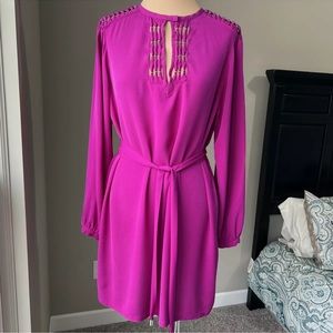 SOLD // Diane Von Furstenberg fuchsia 100% silk dress Sz. 12